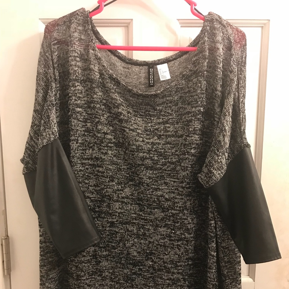 H&M black faux leather shirt